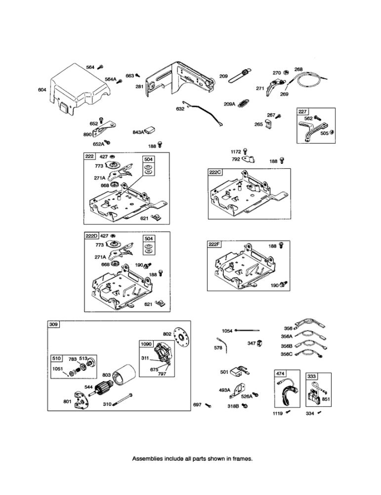 Control Bracket/Starter Motor Diagram and Parts List for 121300 0014-0571 Briggs and Stratton Engine